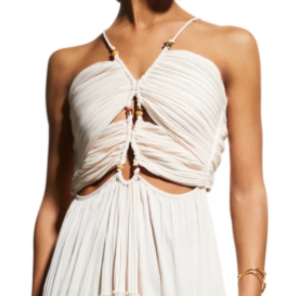 NWT $995 A.L.C. Kai Beaded Cut-Out Halter Neck Tiered Maxi Dress in size 10! - Picture 2 of 7